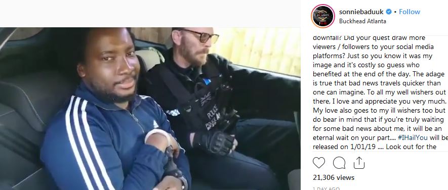 Sonnie Badu responded to Police arrest in UK for holding a gun video
